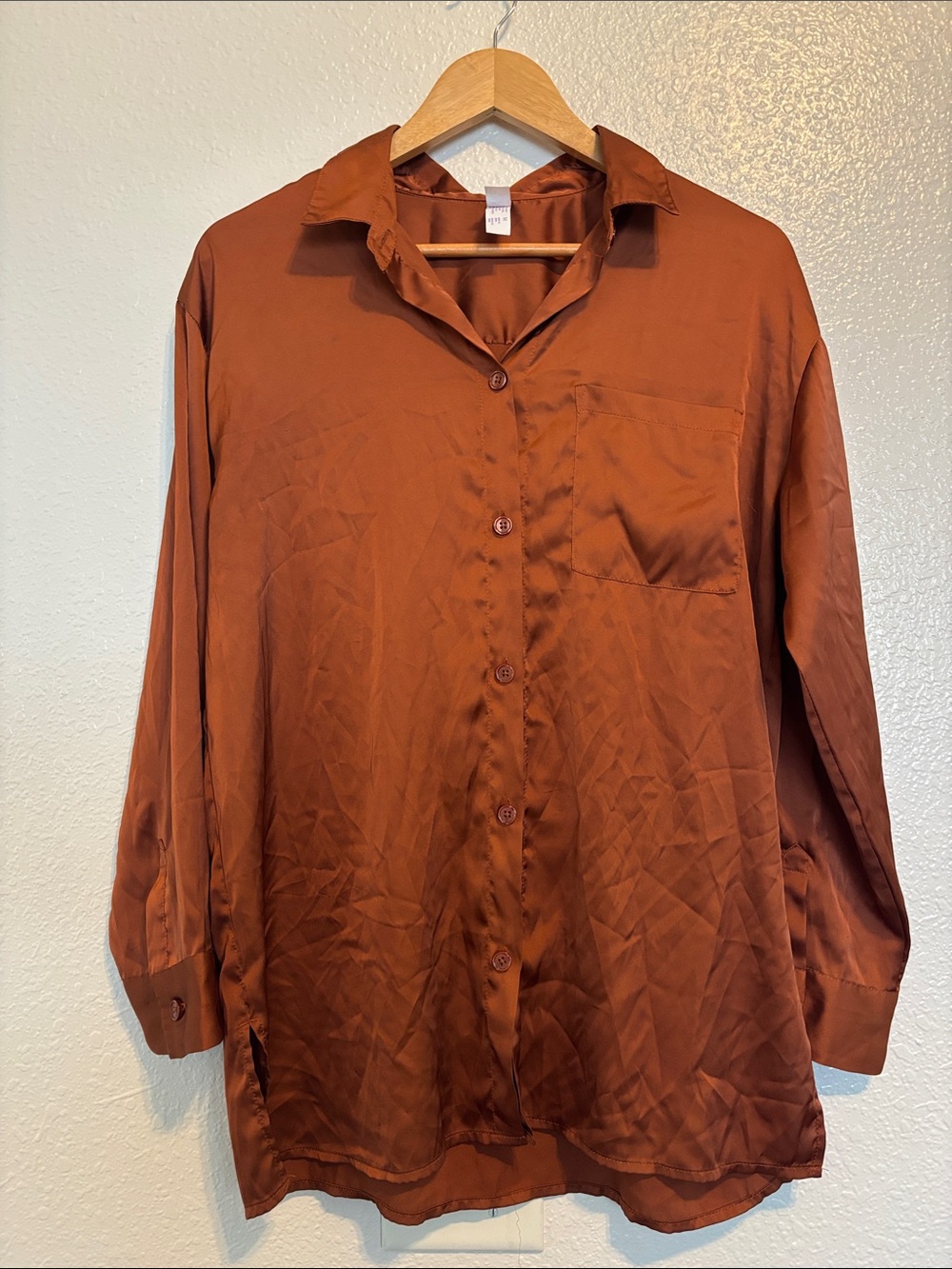 Long-Sleeve Rust Color Button-Down Shirt